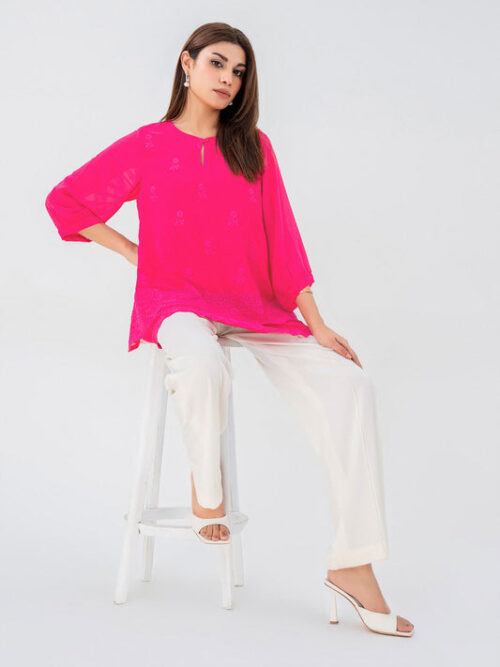 G0583TP SML 489 4 Chiffon Top Embroidered Pret