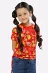Red Graphic Printed Girls T-Shirt