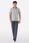 Heather Grey Solid Collar Lycra Polo